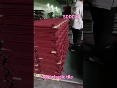 Custom Corrugated Roof Sheet Red Stone Coated Metal Tiles For Residential Industrial